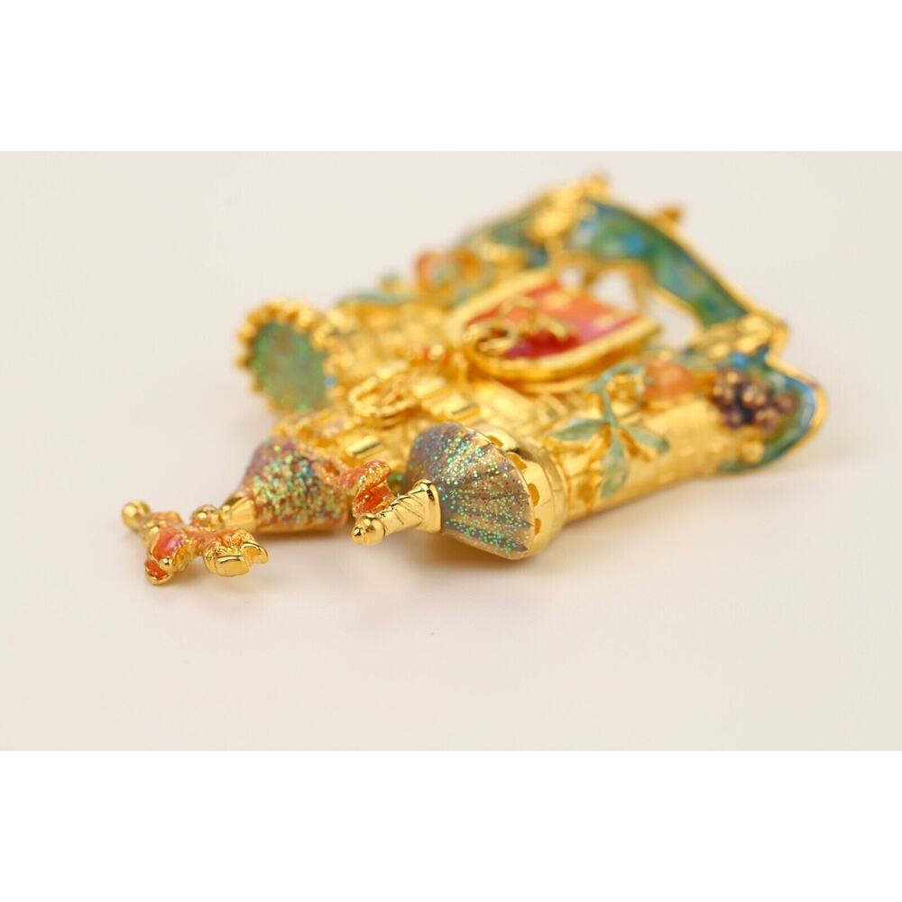 Kirks Folly Vintage Castle Pin Brooch Drawbridge Crystal Brushed Gold NOS BOX - Picture 8 of 12